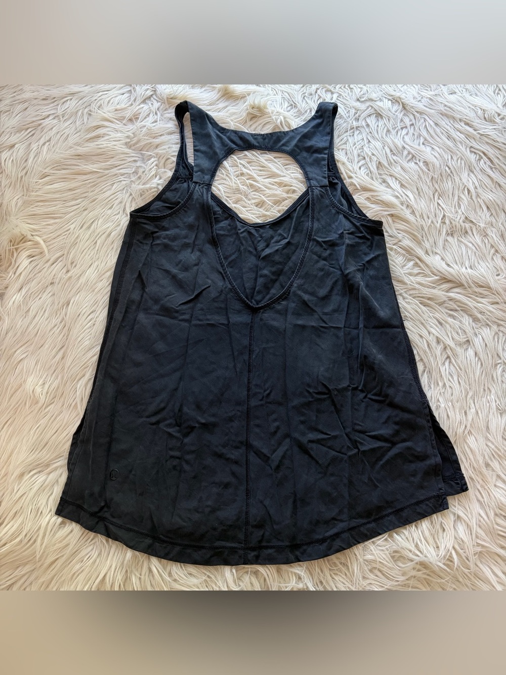 Lululemon Peace of Mind Tank Top Tencel Open Back Black Loose Fit Women’s Size 2